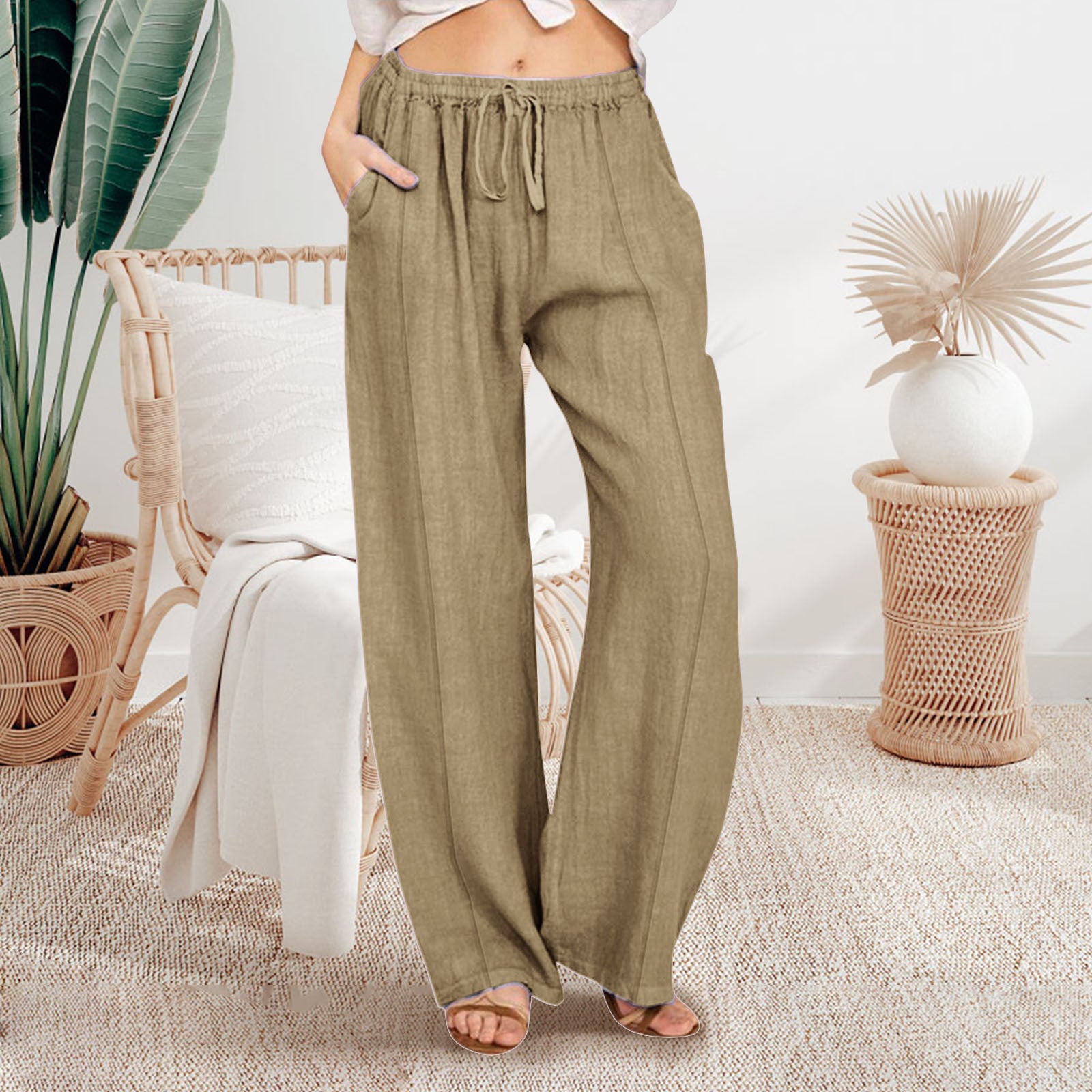 Damen Luftige Leinen-Hose Sovae