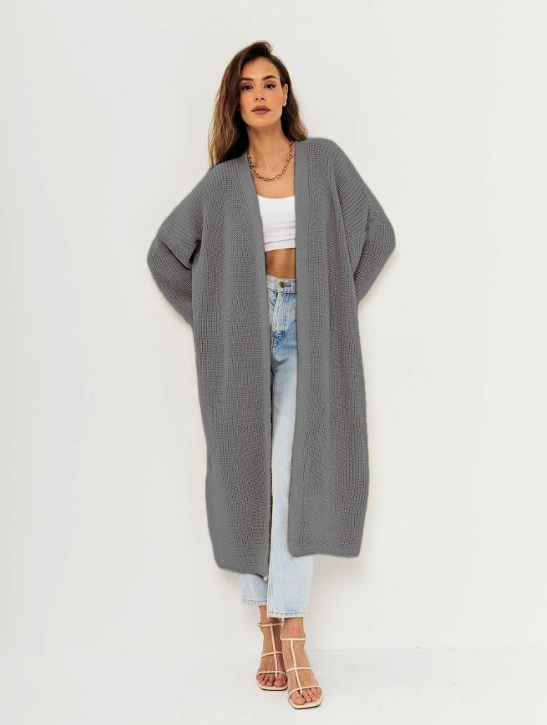Damen Großer Strickmantel mit offener Front und lässiger Silhouette Sovae