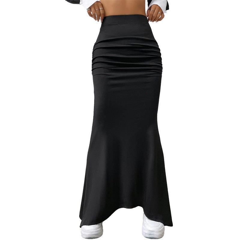 Damen Maxirock mit elegantem Raffungselement und hohem Bund Sovae