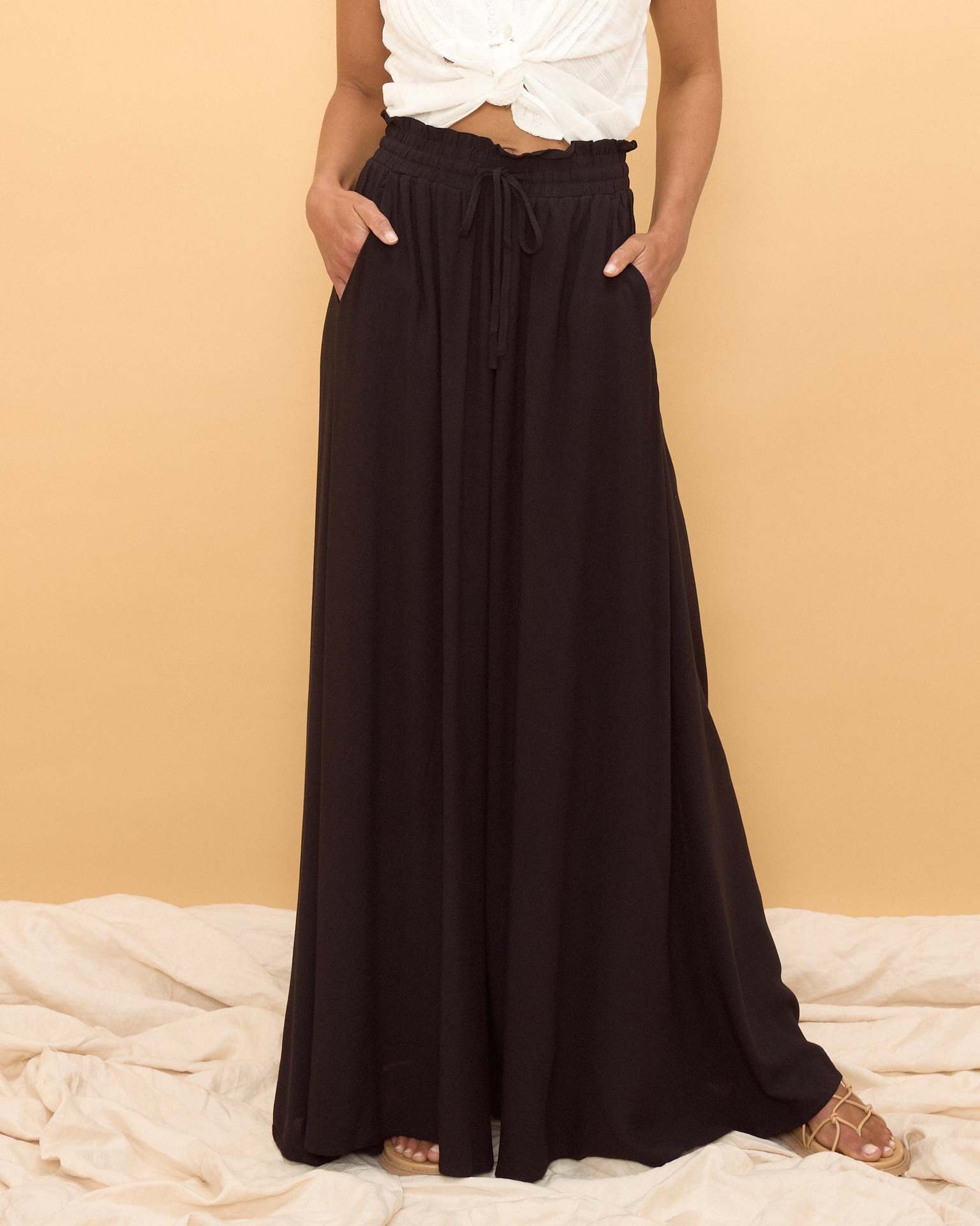 Damen weite Palazzo-Hose mit floralem Print Sovae