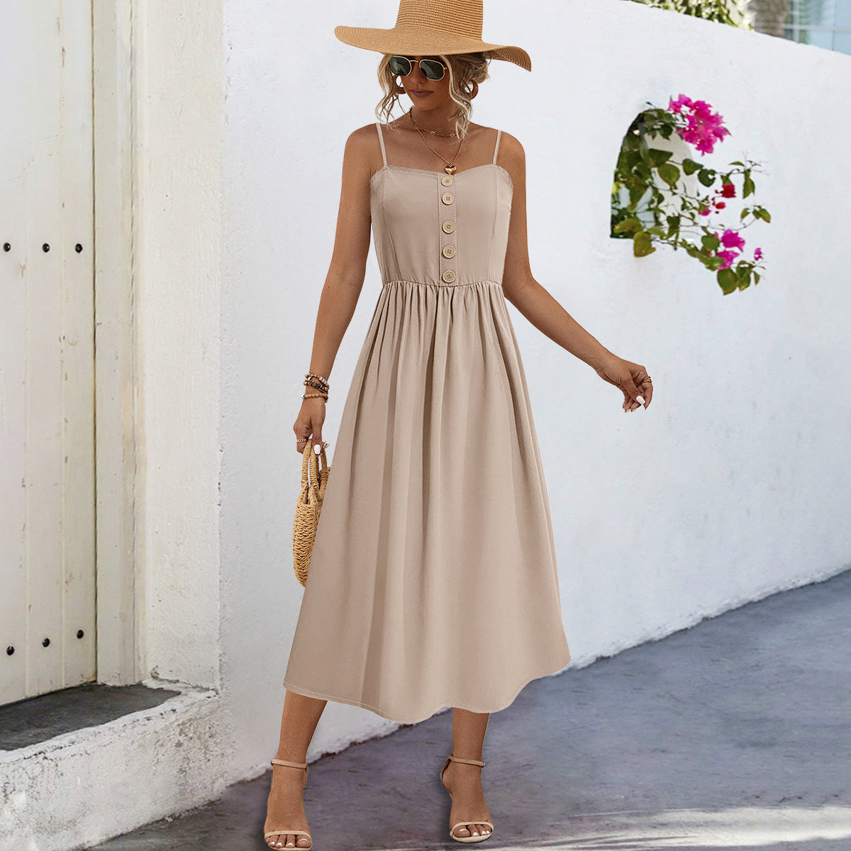 Damen Sommerliches Maxikleid mit Knopfdetails und komfortablem Schnitt Sovae