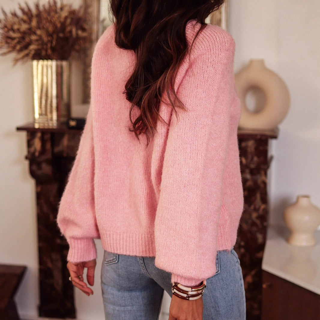 Damen elegant oversize Pullover mit Strassdetails Sovae