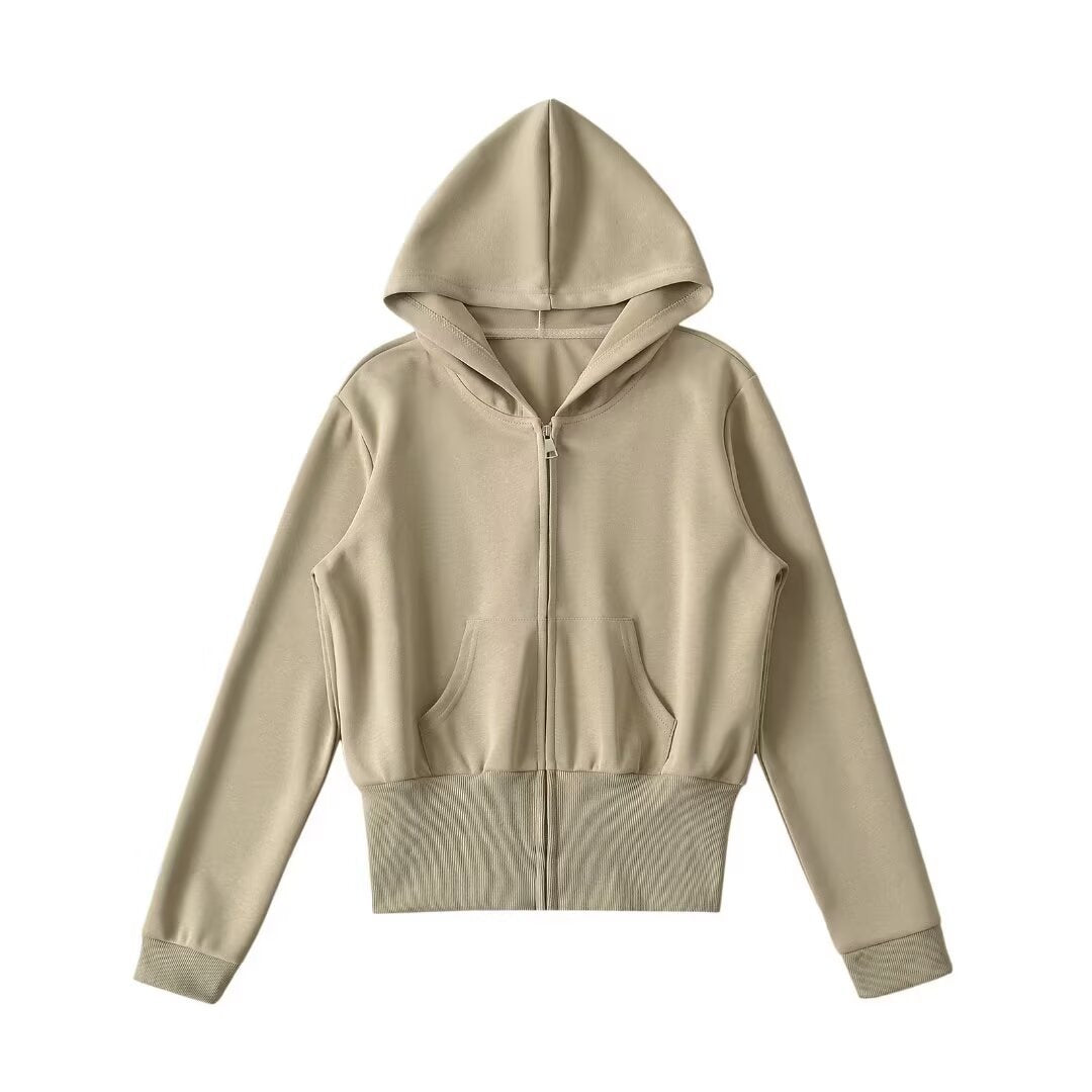 Damen lässige Kapuzenjacke mit Reißverschluss und praktischen Taschen Sovae