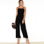 Damen eleganter langärmliger Jumpsuit mit Crop-Top Sovae
