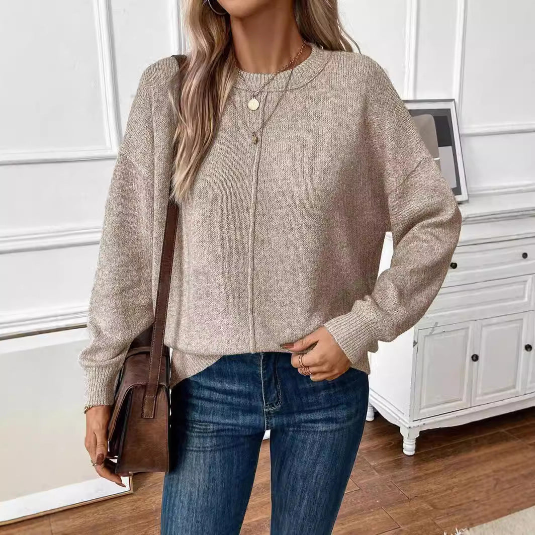 Damen lässiger Strickpullover mit lockerer Passform und schlichtem Design Sovae