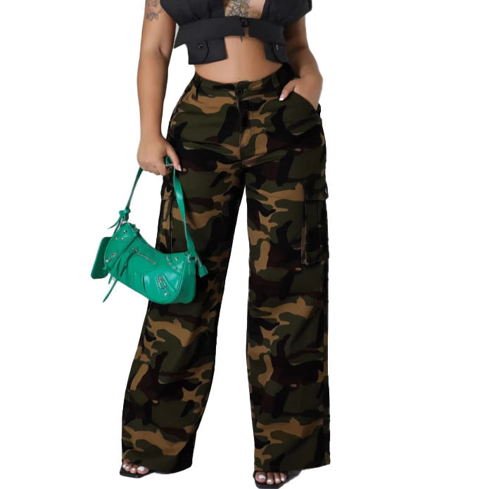Damen Cargo-Hose mit weitem Bein und praktischen Taschen Sovae