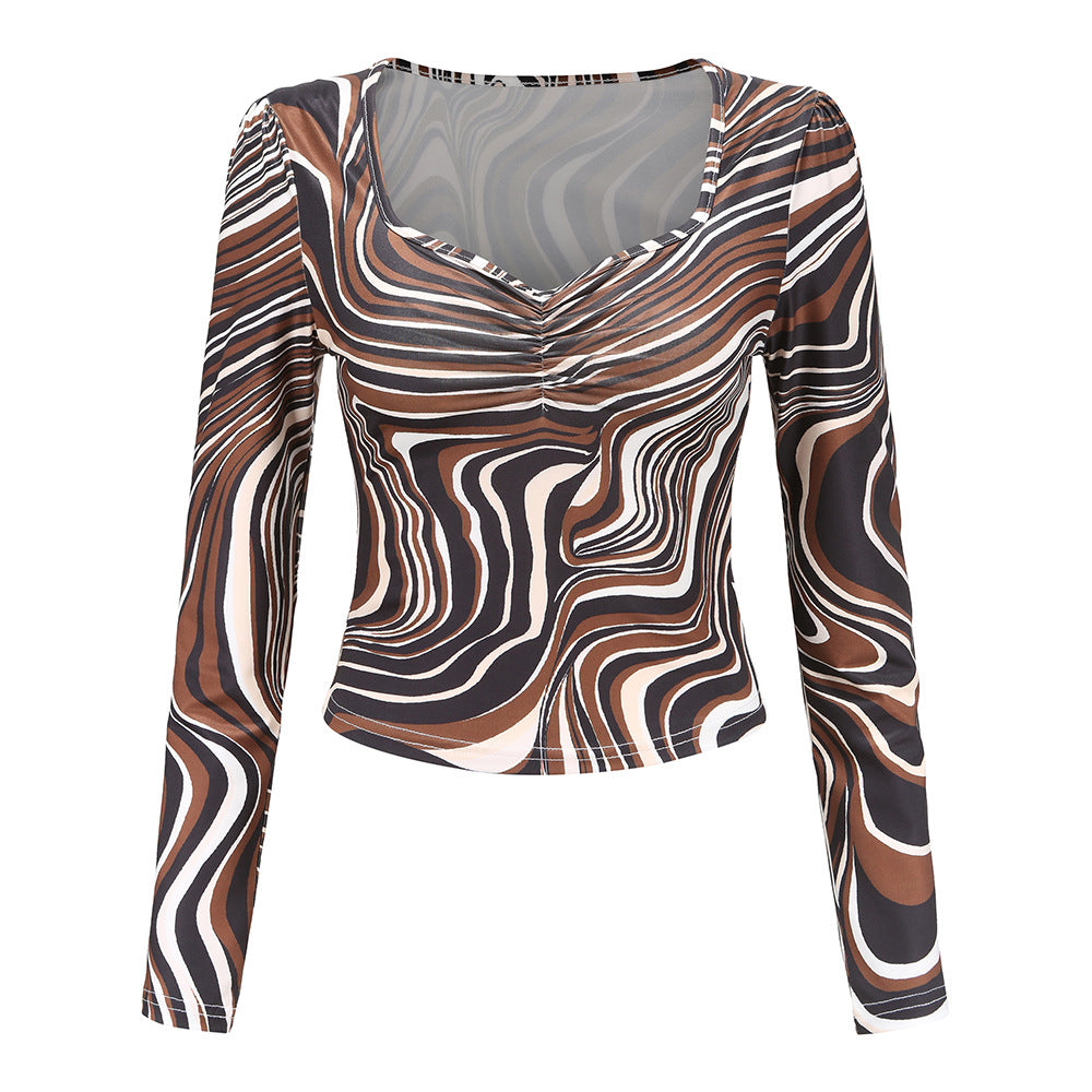 Damen Langarmshirt mit modernem Wellenmuster Sovae