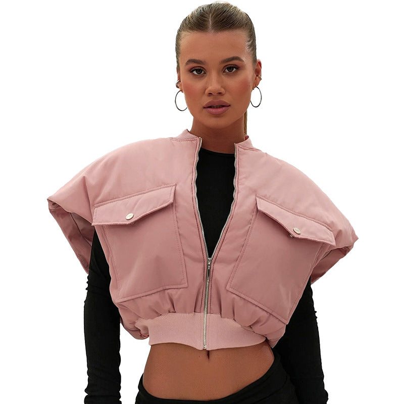 Damen modischer cropped Funktionsjacke mit überschnittenen Schultern Sovae