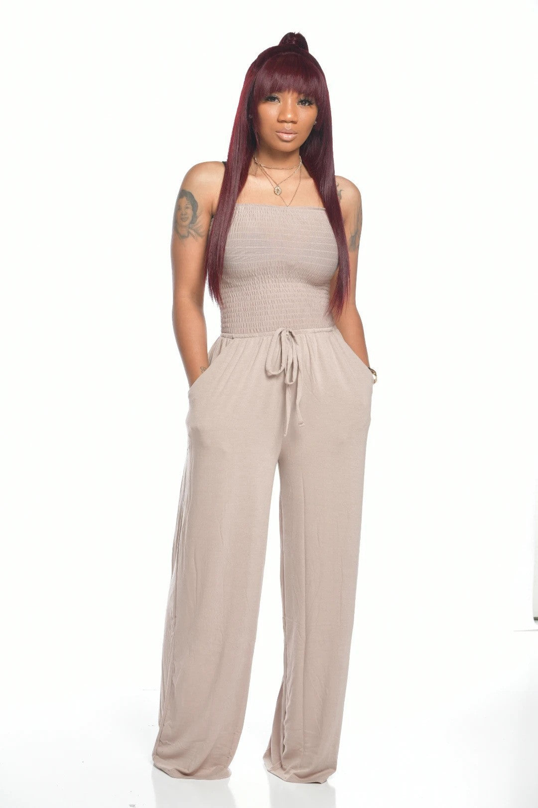Damen stilvoller und bequemer Jumpsuit mit offener Schulter Sovae