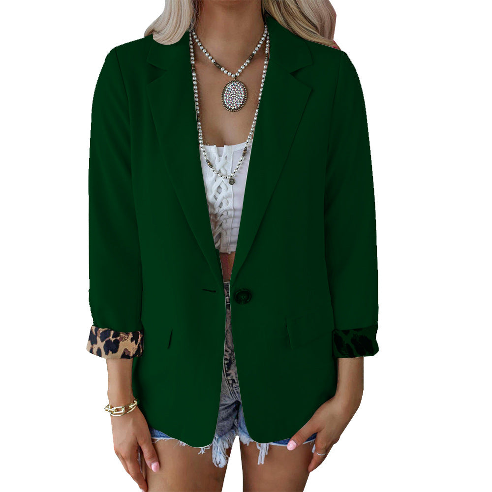 Damen modische Blazer mit tierischem Muster an den Ärmeln Sovae