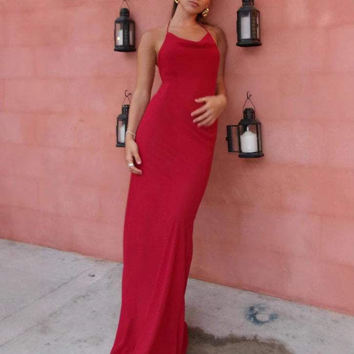 Damen Bodycon Maxikleid mit dünnen Spaghettiträgern Sovae