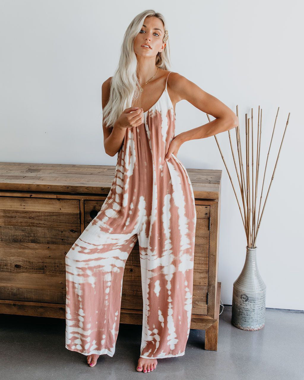 Damen Elegantes Jumpsuit mit Spaghettiträgern und weitem Bein Sovae