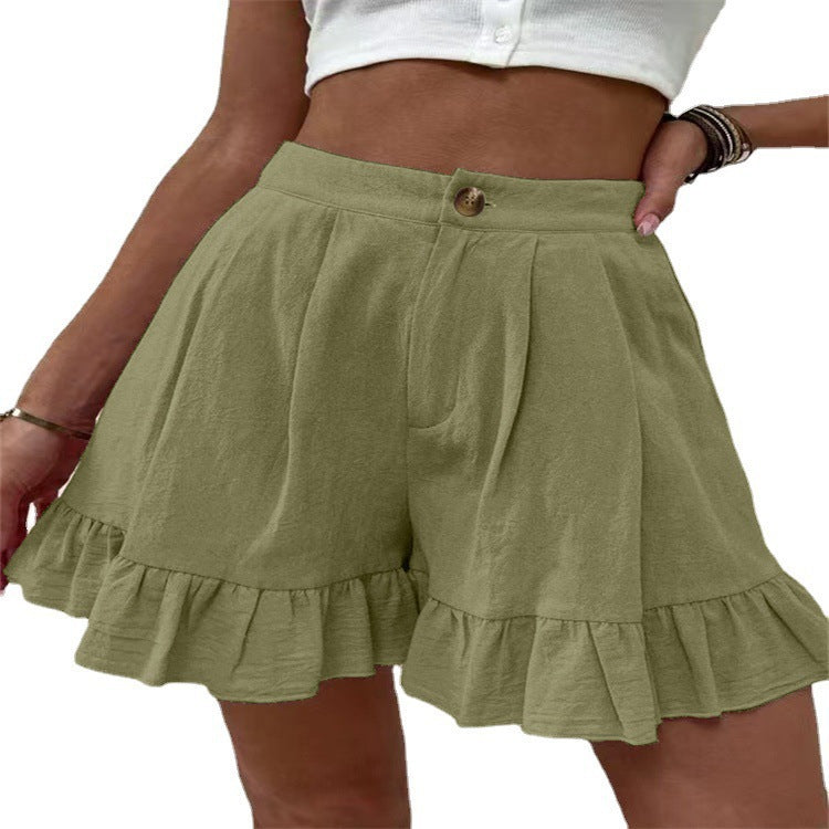 Damen Volant-Shorts mit elastischem Bund und seitlichen Taschen Sovae