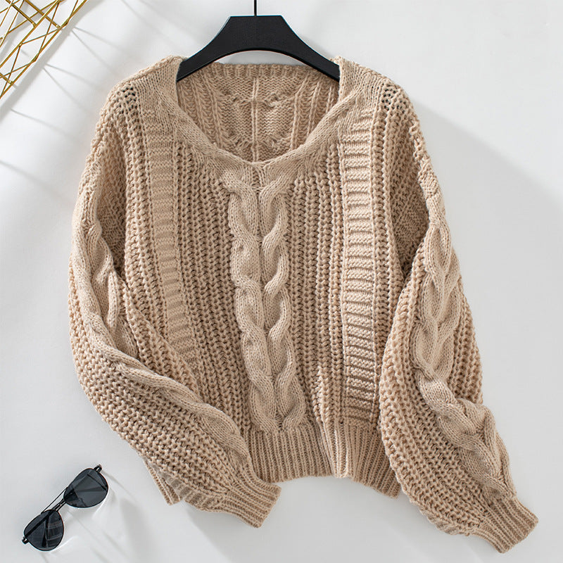 Damen Grobstrickpullover mit oversized Schnitt und Zopfmuster Sovae