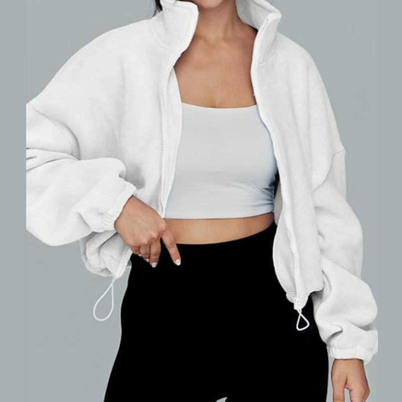 Damen modischer Oversized Pullover mit hohem Kragen und Reißverschluss Sovae