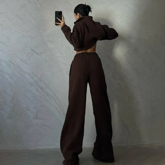 Damen Sportliches Loungewear-Set mit hohem Kragen Sovae