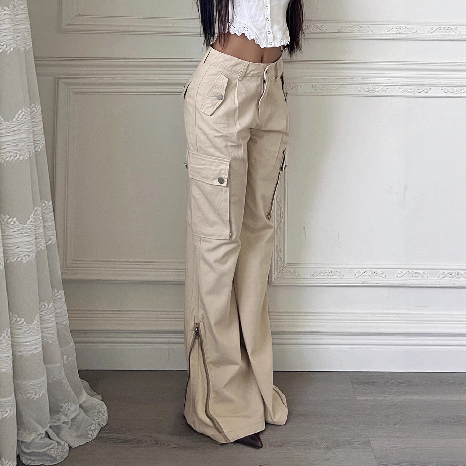 Damen Cargo-Hose mit weitem Schnitt und praktischen Seitentaschen Sovae