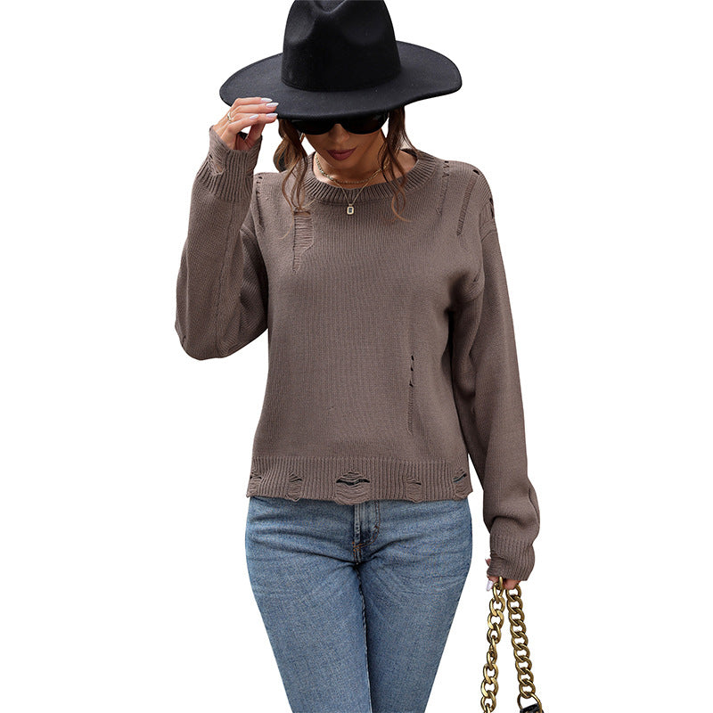 Damen lässiger Strickpullover Sovae