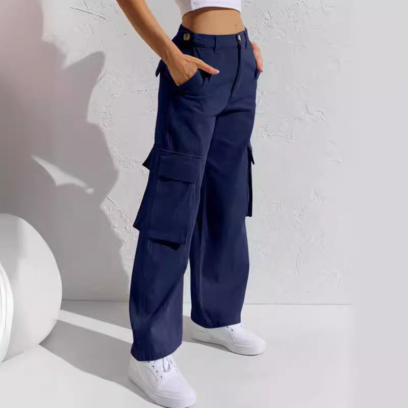 Damen Weit geschnittene Cargo-Hosen mit praktischen Taschen Sovae