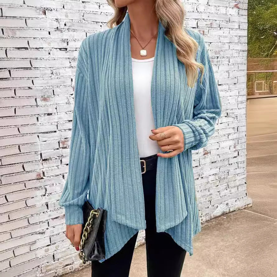 Damen offener Strickcardigan mit vertikalen Streifen Sovae