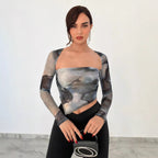 Damen Langarmbluse mit asymmetrischem Schnitt und kreativem Design Sovae