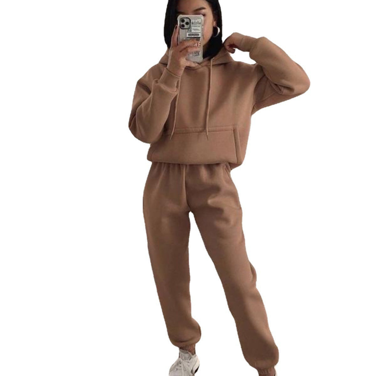 Damen lässiger Fleece-Hoodie und Jogginghose Set Sovae