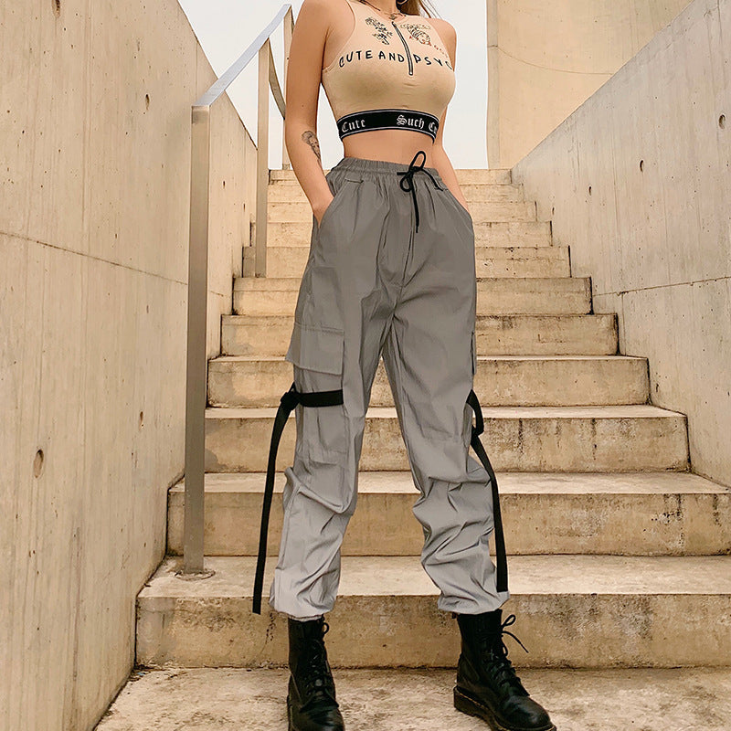 Damen Cargo-Hose mit utilitaristischen Taschen und verstellbarem Bund Sovae