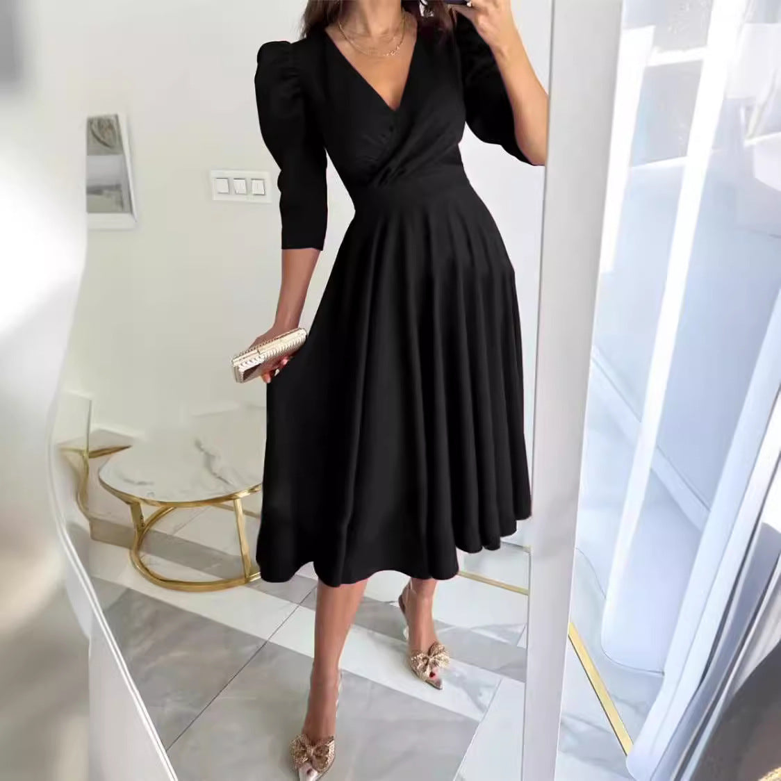 Damen Elegantes Midi Kleid Sovae