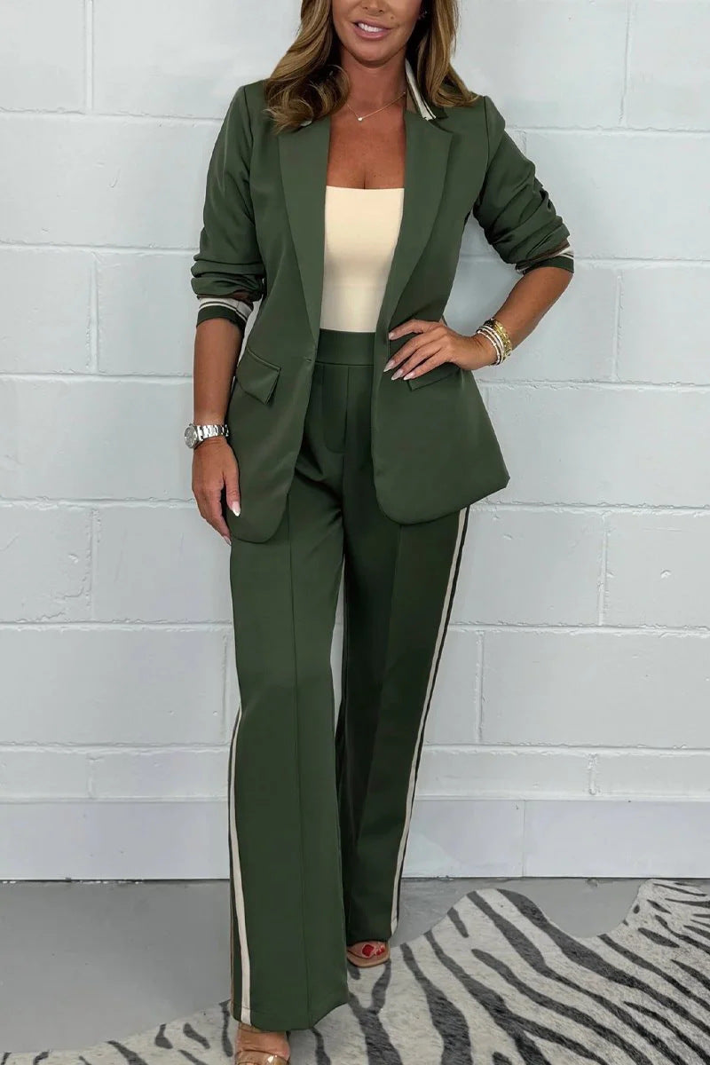 Damen elegantes Blazer- und Hosen-Kombiset mit sportiven Details Sovae