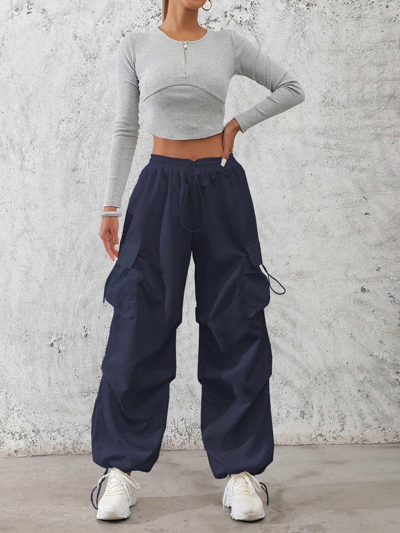 Damen Cargo-Hose mit elastischem Bund und praktischen Seitentaschen Sovae