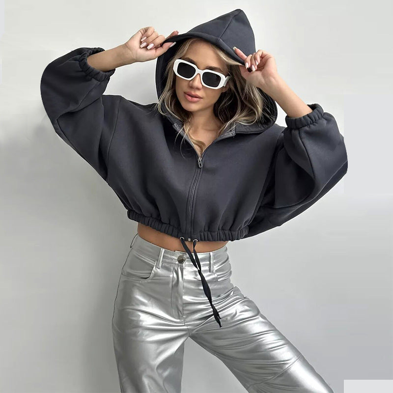 Damen Sportlicher Cropped Hoodie Sovae