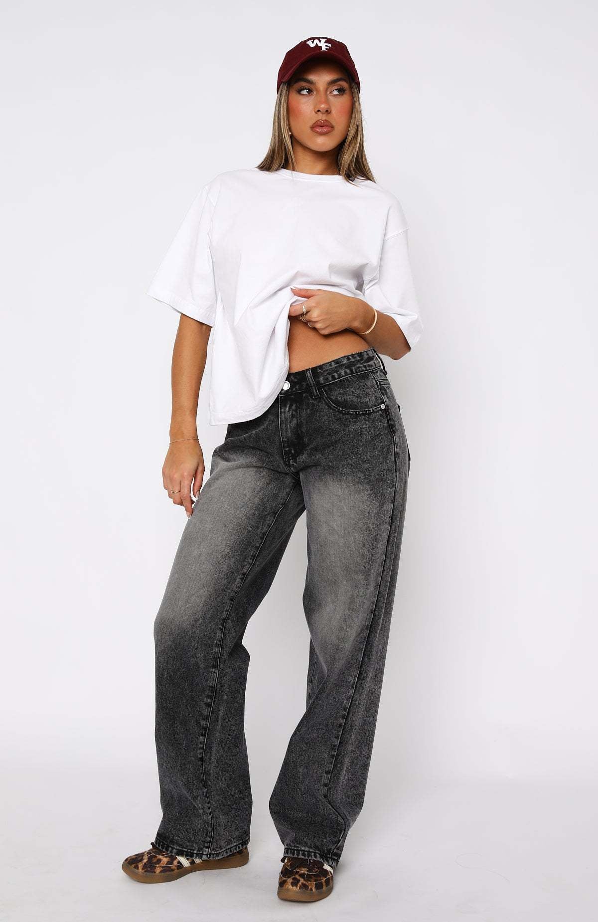 Damen Weitgeschnittene Denim-Hose mit hoher Taille und lässigem Look Sovae