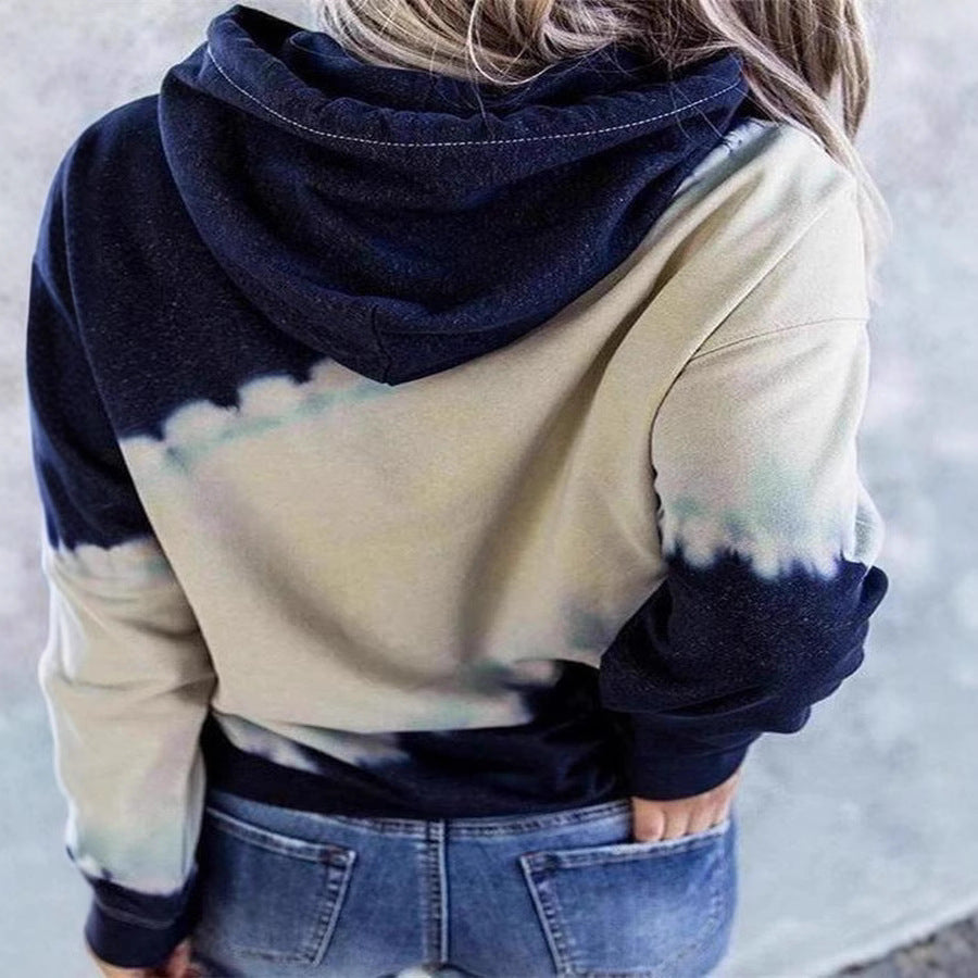Damen lockerer Hoodie mit tieferem Kragen und einzigartigem Batikdesign Sovae