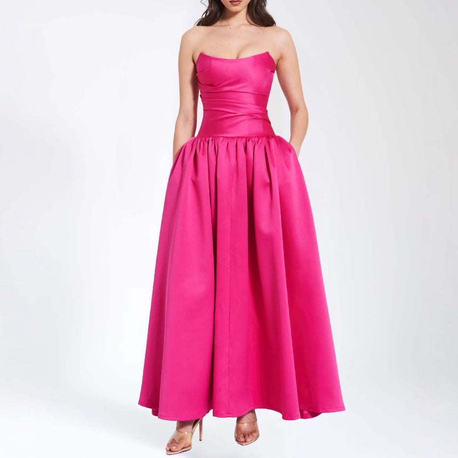 Damen Abendkleid mit schulterfreier Silhouette und voluminösem Rock Sovae