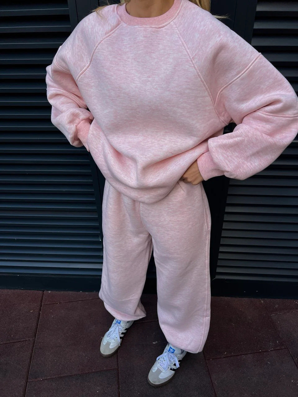 Damen gemütliches Fleece-Loungewear-Set mit lässigem Schnitt Sovae