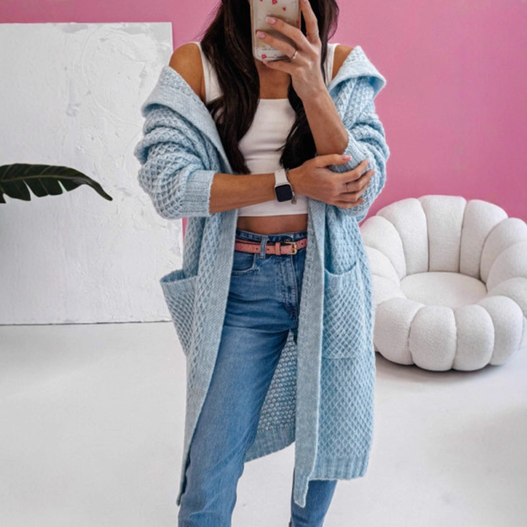 Damen Strickmantel mit luftiger Maschenstruktur und praktischen Taschen Sovae