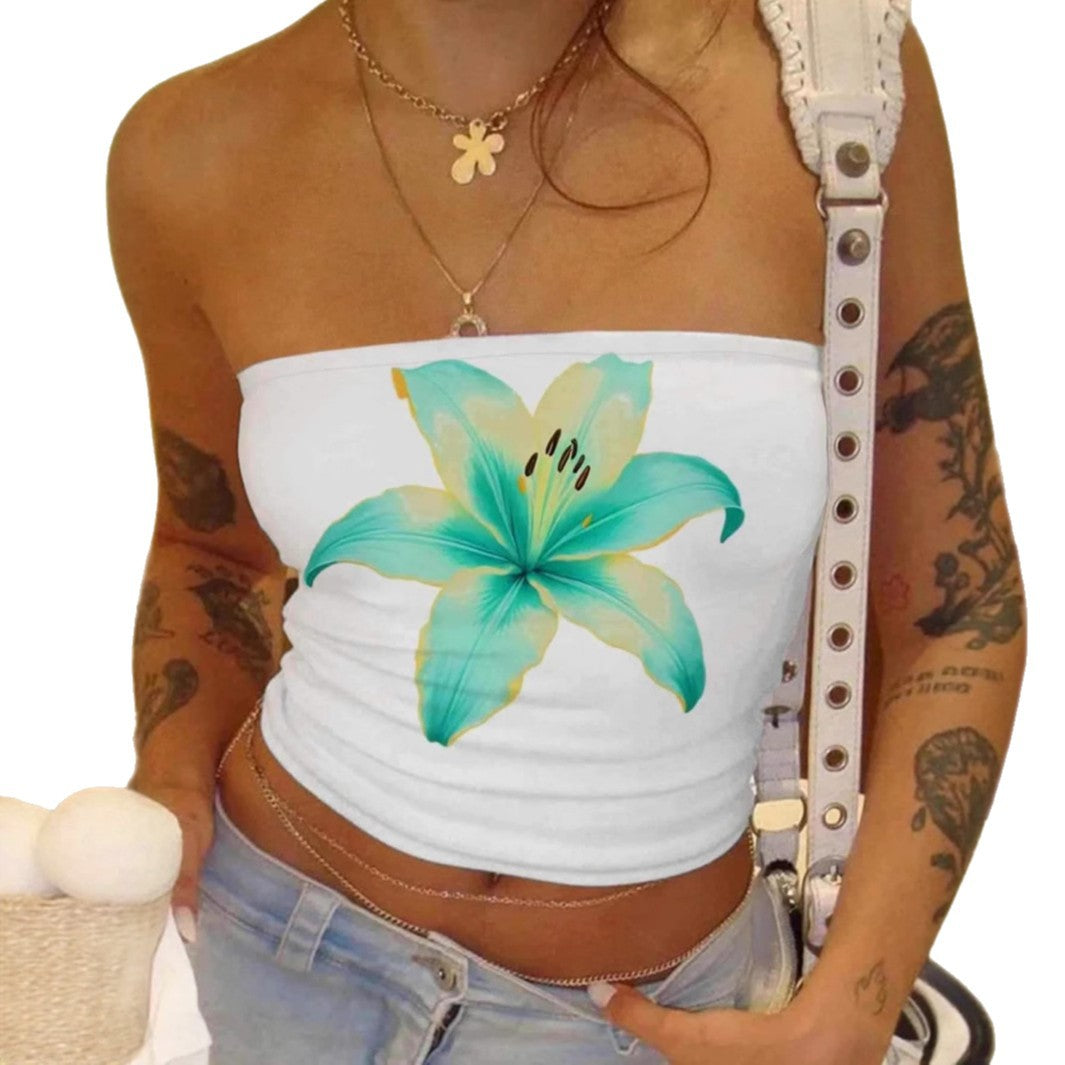 Damen abgestimmtes Bandeau-Top mit floralem Druck Sovae