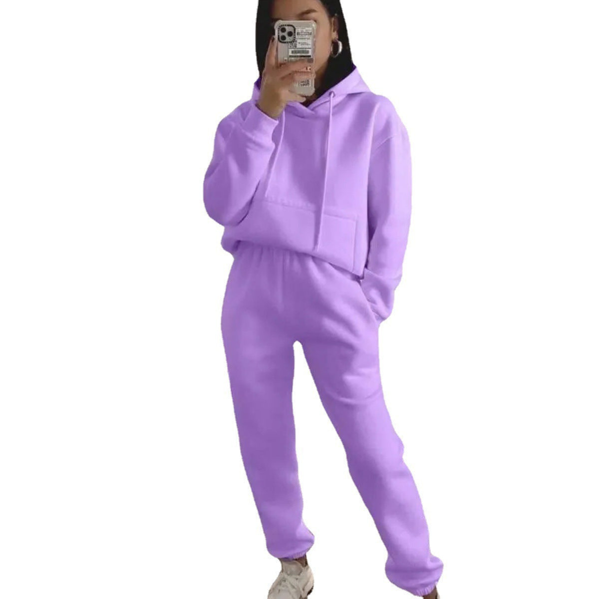 Damen lässiger Fleece-Hoodie und Jogginghose Set Sovae