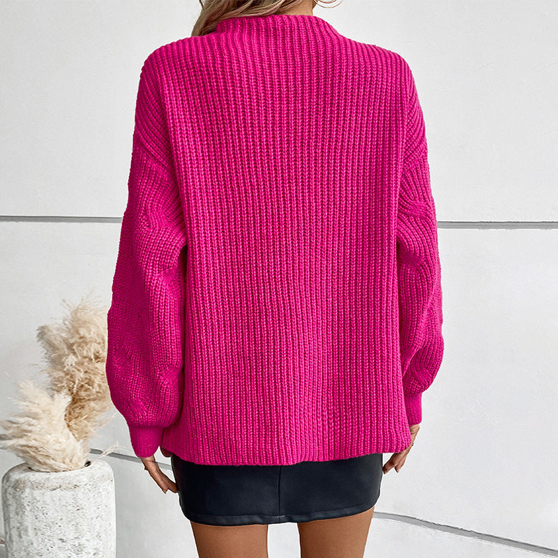 Damen Grobstrickpullover mit auffälligem Wellenmuster Sovae