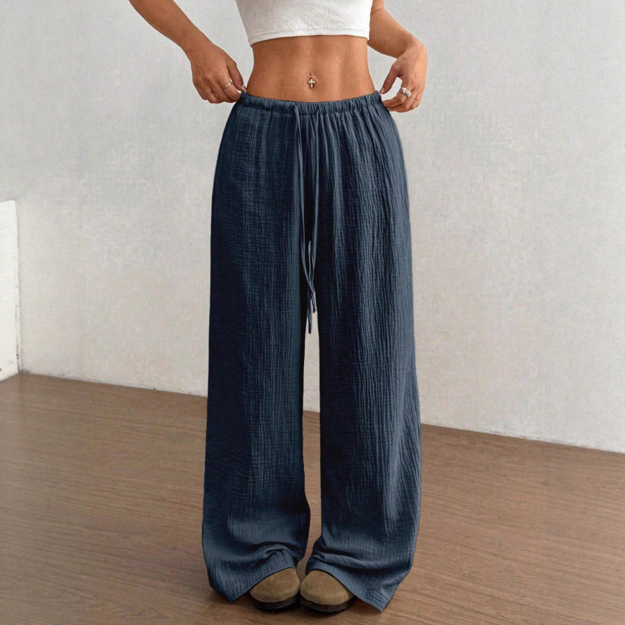 Damen Luftige Palazzo-Hose mit elastischem Bund Sovae