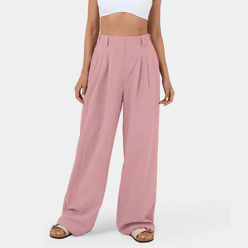 Damen Weite Hosen mit hohem Bund und eleganten Falten Sovae