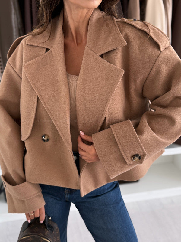 Damen elegante cropped Jacke mit doppelter Knopfleiste Sovae