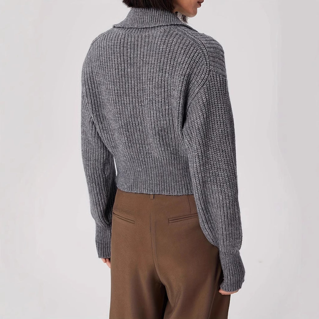 Damen weicher Strickpullover mit Stehkragen Sovae