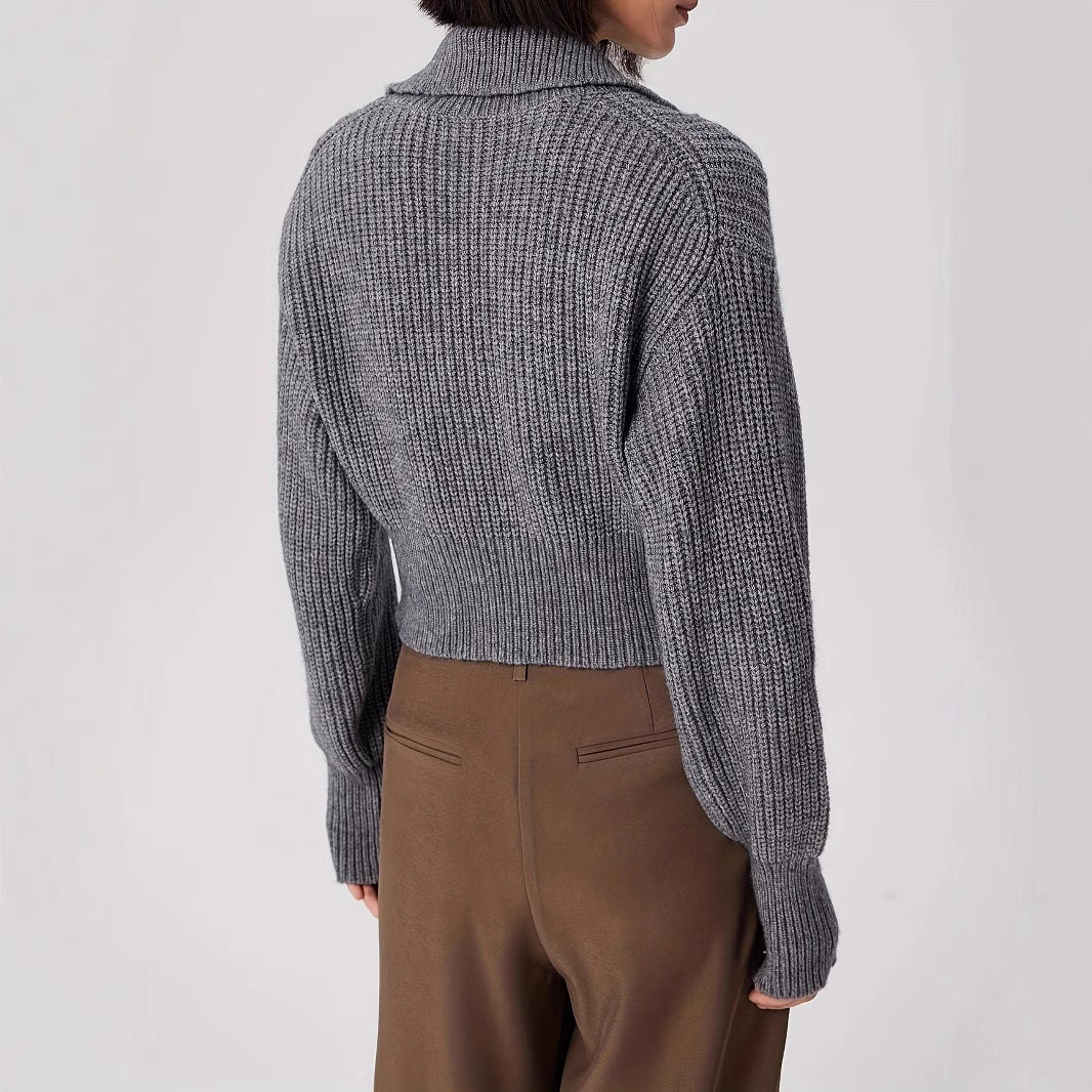 Damen weicher Strickpullover mit Stehkragen Sovae