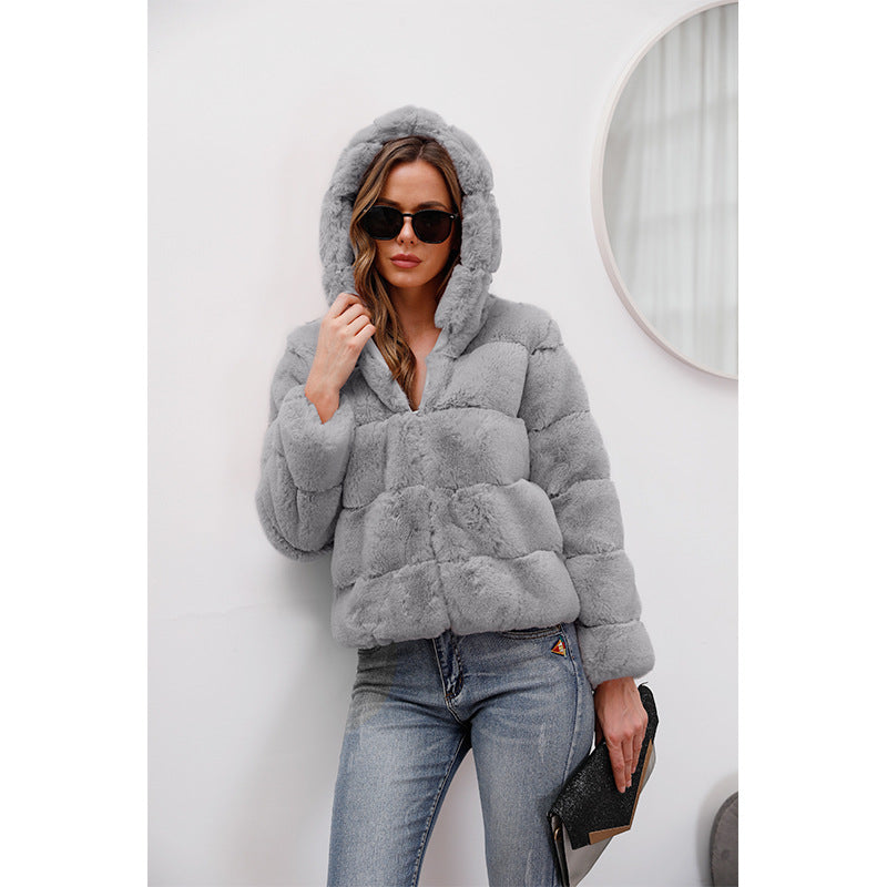 Damen weiche Fleecejacke mit Kapuze Sovae