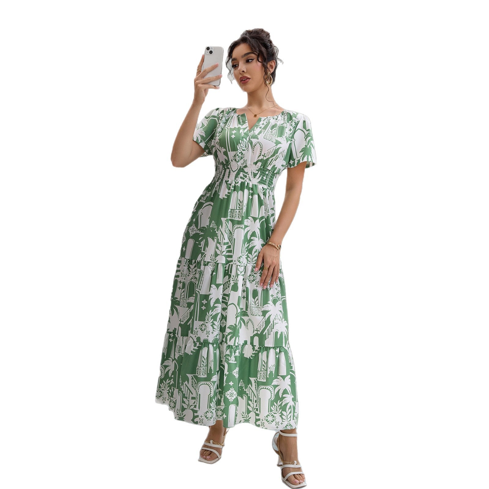 Damen Maxikleid mit tierischem und botanischem Print Sovae