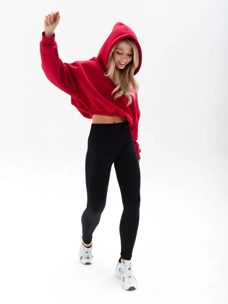 Damen modischer cropped Hoodie mit weitem Schnitt Sovae