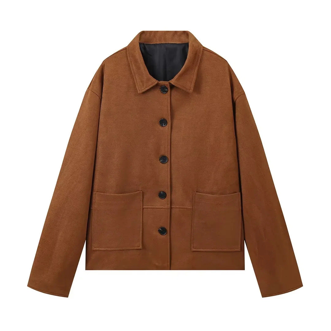 Damen trendige Utility-Jacke aus hochwertigem Material mit praktischen Taschen Sovae