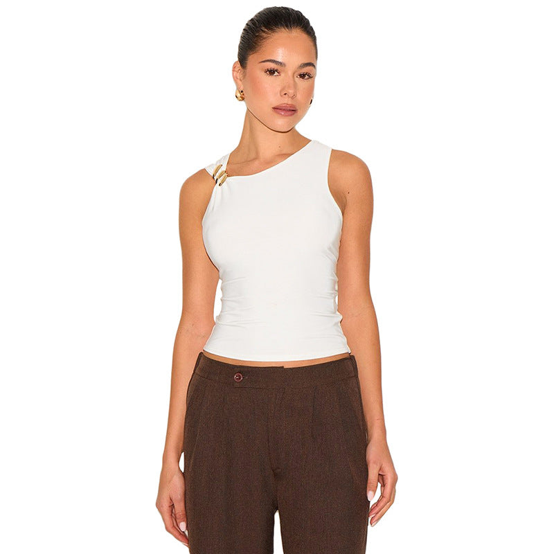Damen asymmetrisches Oberteil mit dekorativem Detail Sovae