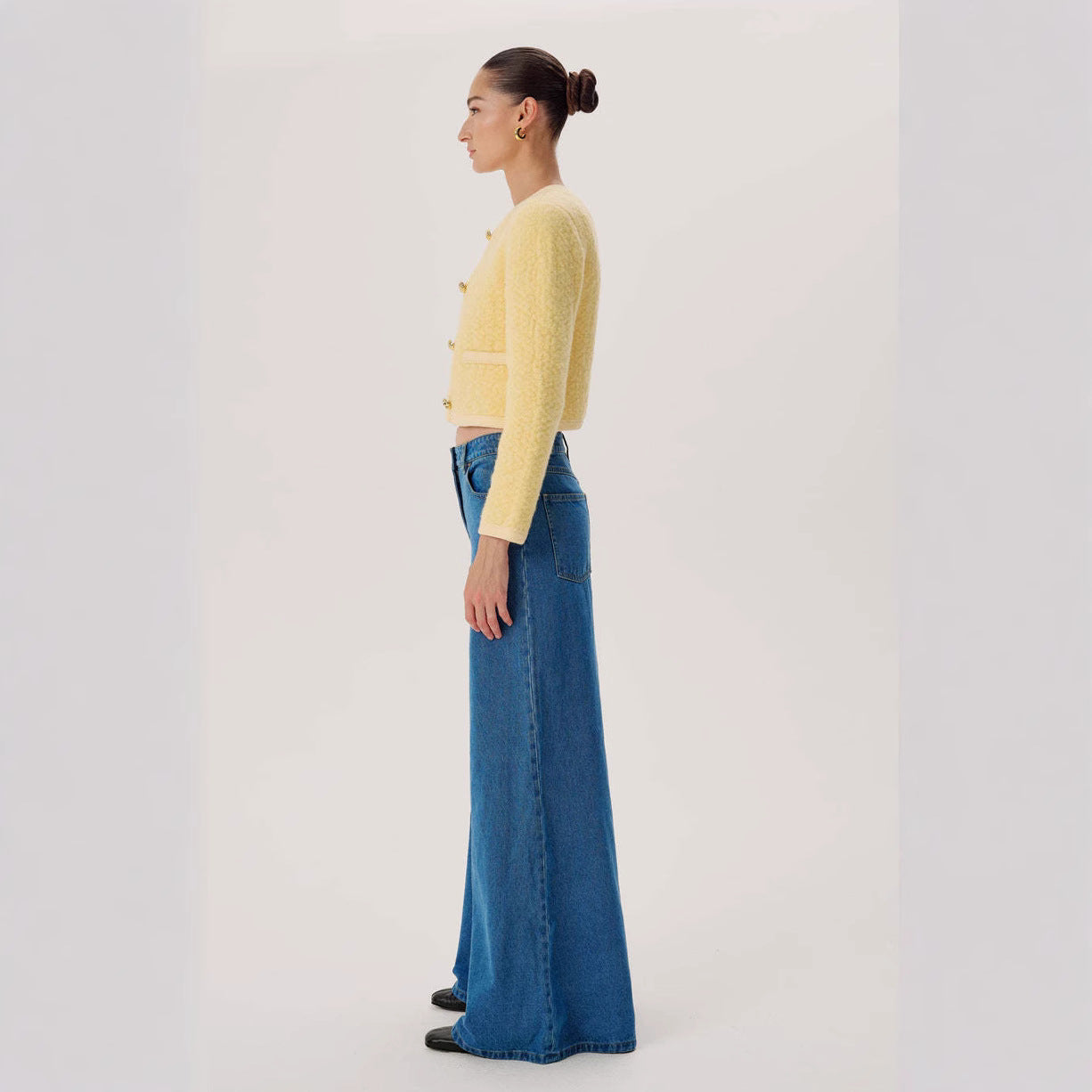 Damen Hochtaillierte Weitjeans mit einzigartigem Taschen-Design Sovae